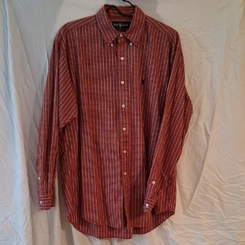 Ralph Lauren Men's Red Plaid Button-Down Shirt